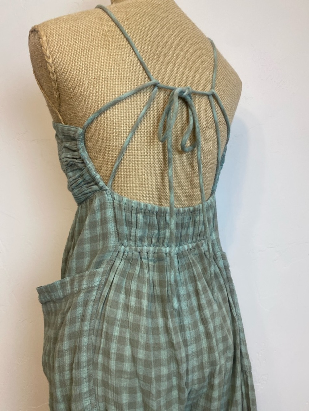 Free People Plaid Halter Jumpsuit with Balloon Style Pants Lightweight - Picture 7 of 12